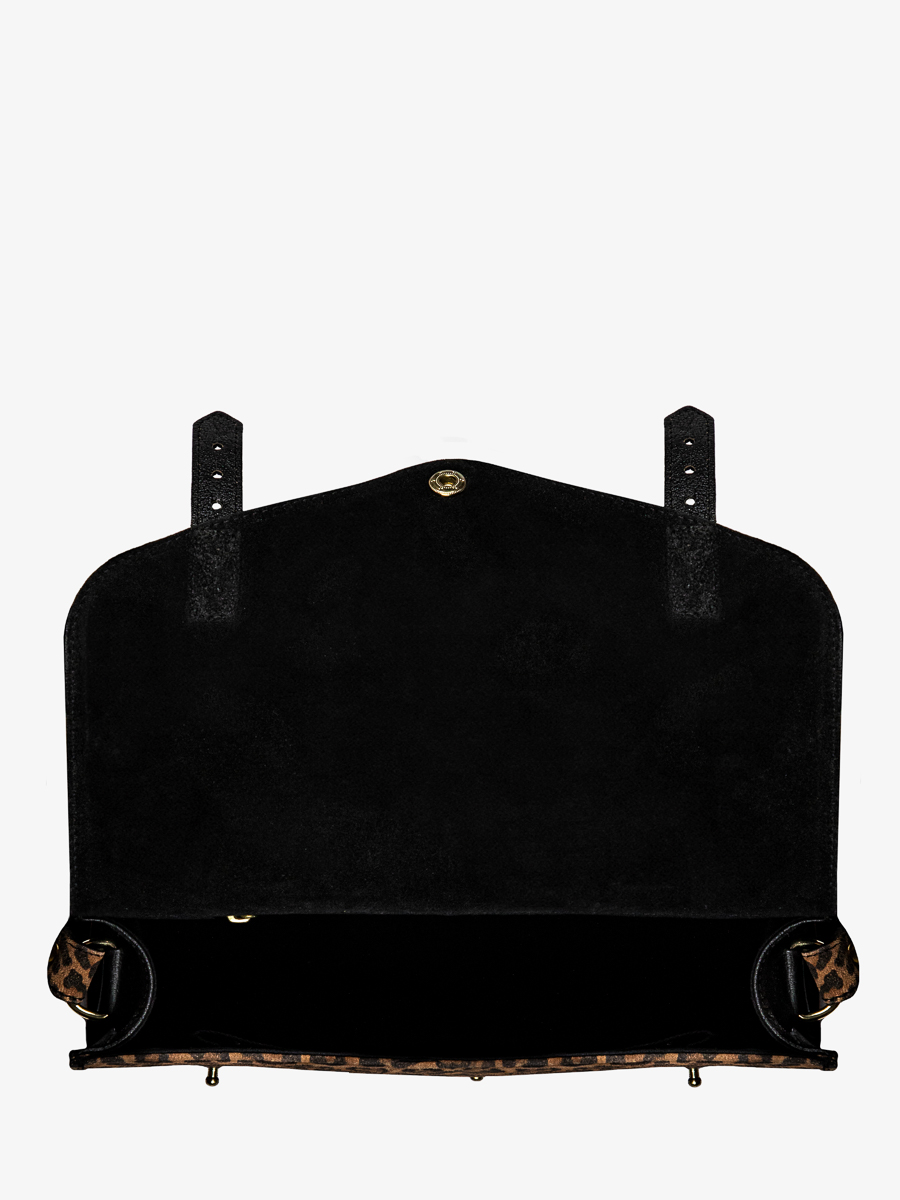 bolso bandolera indispensable leopardo negro vista interior w08-lp-b