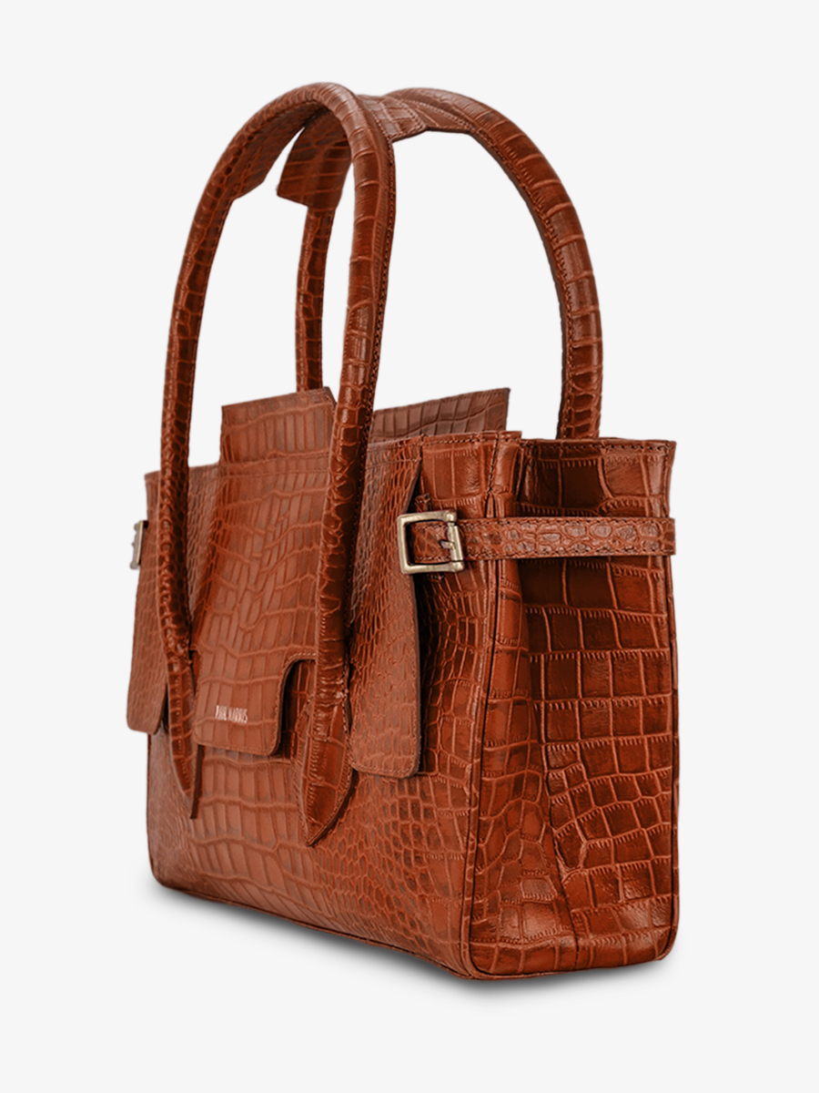 foto-vista-lateral-bolso-de-mano-de-cuero-para-mujer-madeleine-alligator-marrón-paul-marius-w31-a-l