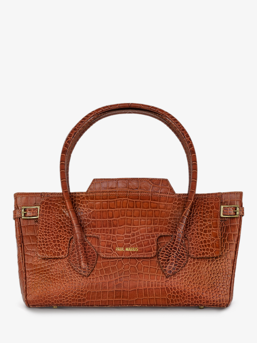 foto-vista-frontal-bolso-de-mano-de-cuero-para-mujer-madeleine-alligator-marron-paul-marius-w31-a-l