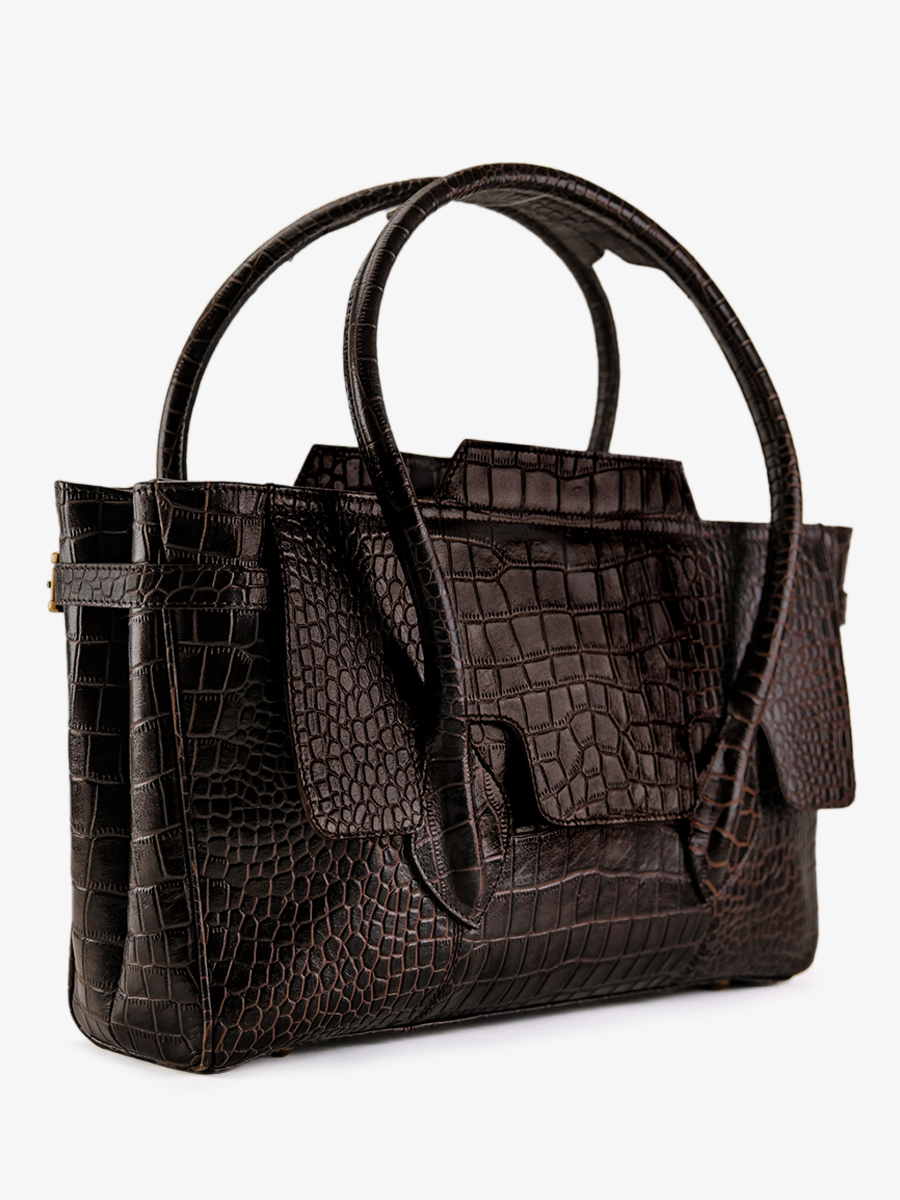 foto-vista-lateral-bolso-de-mano-de-cuero-para-mujer-madeleine-alligator-marrón-paul-marius-w31-a-db