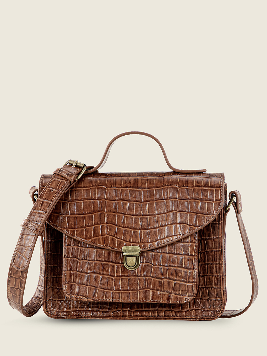 foto-vista-frontal-bolso-de-mano-cuero-marrón-glace-mademoiselle-george-heritage-paul-marius-w05-cr-db