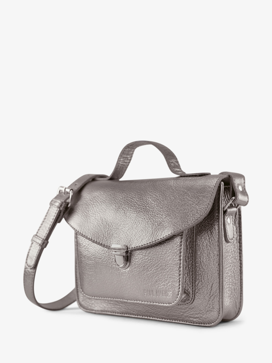 foto-vista-lateral-bolso-bandolera-cuero-plateado-mademoiselle-george-acero-paul-marius-w05-gm