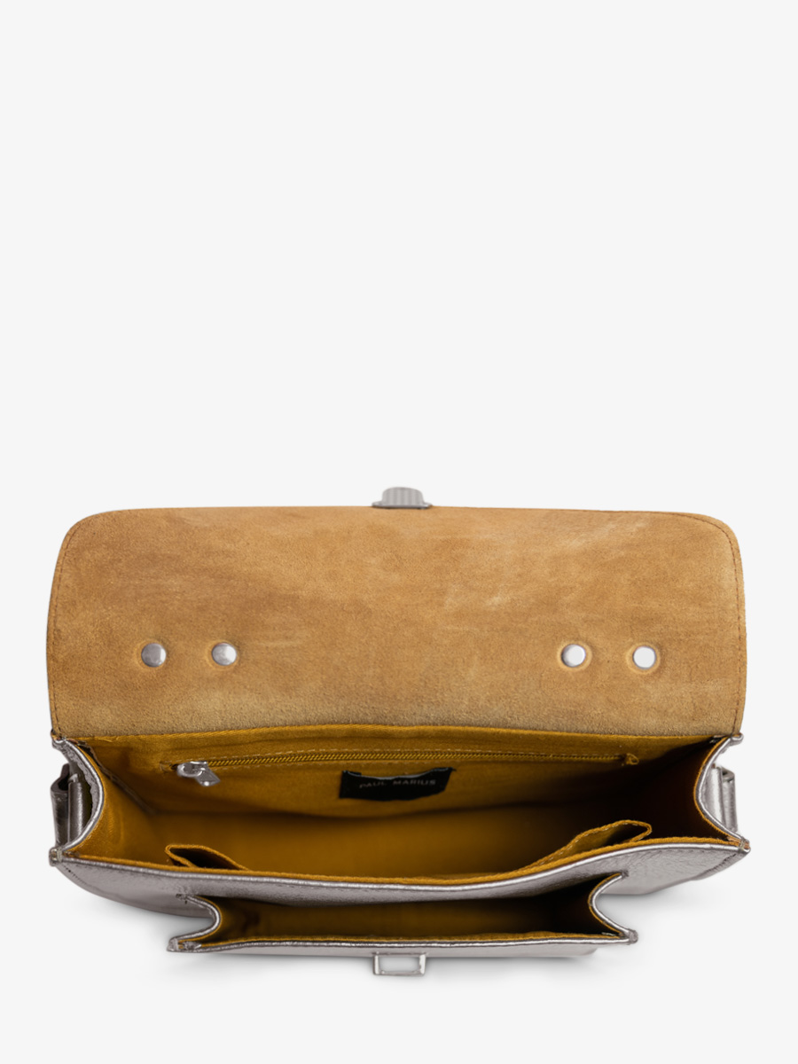 foto-vista-interior-bolso-bandolera-cuero-plateado-mademoiselle-george-acero-paul-marius-w05-gm