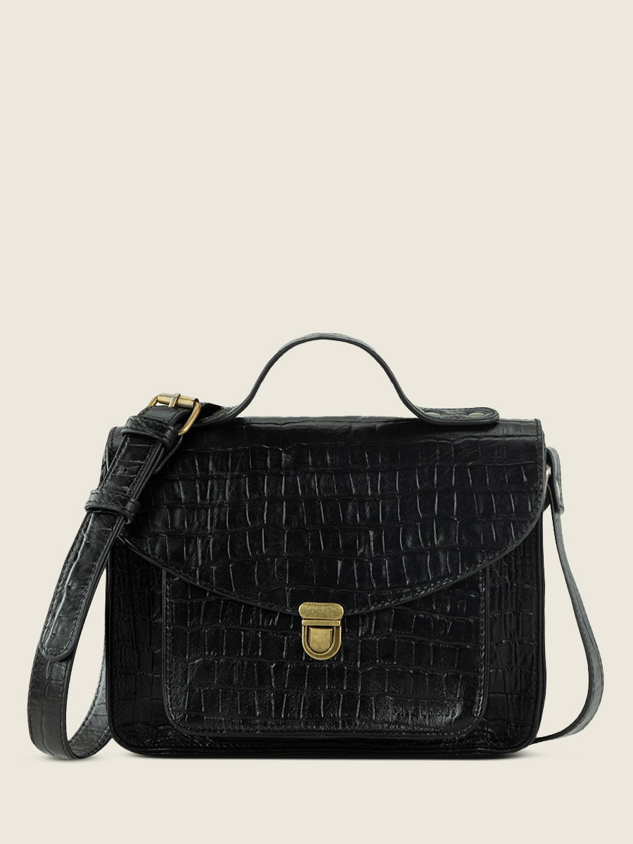 foto-vista-frontal-bolso-de-mano-cuero-negro-azabache-mademoiselle-george-heritage-paul-marius-w05-cr-b