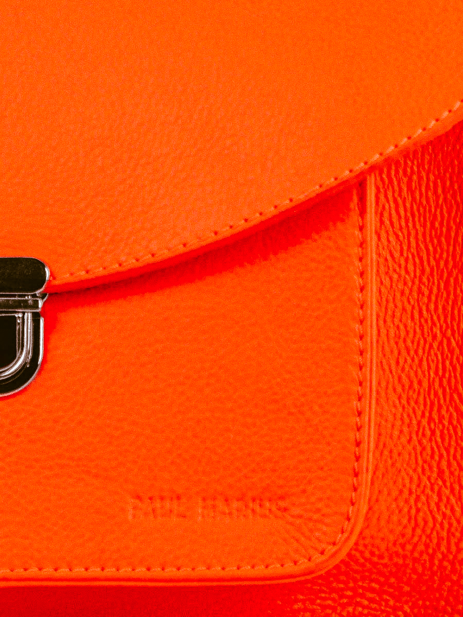 foto-vista-zoom-material-bolso-mano-cuero-naranja-mademoiselle-george-neon-paul-marius-w05-ne-o