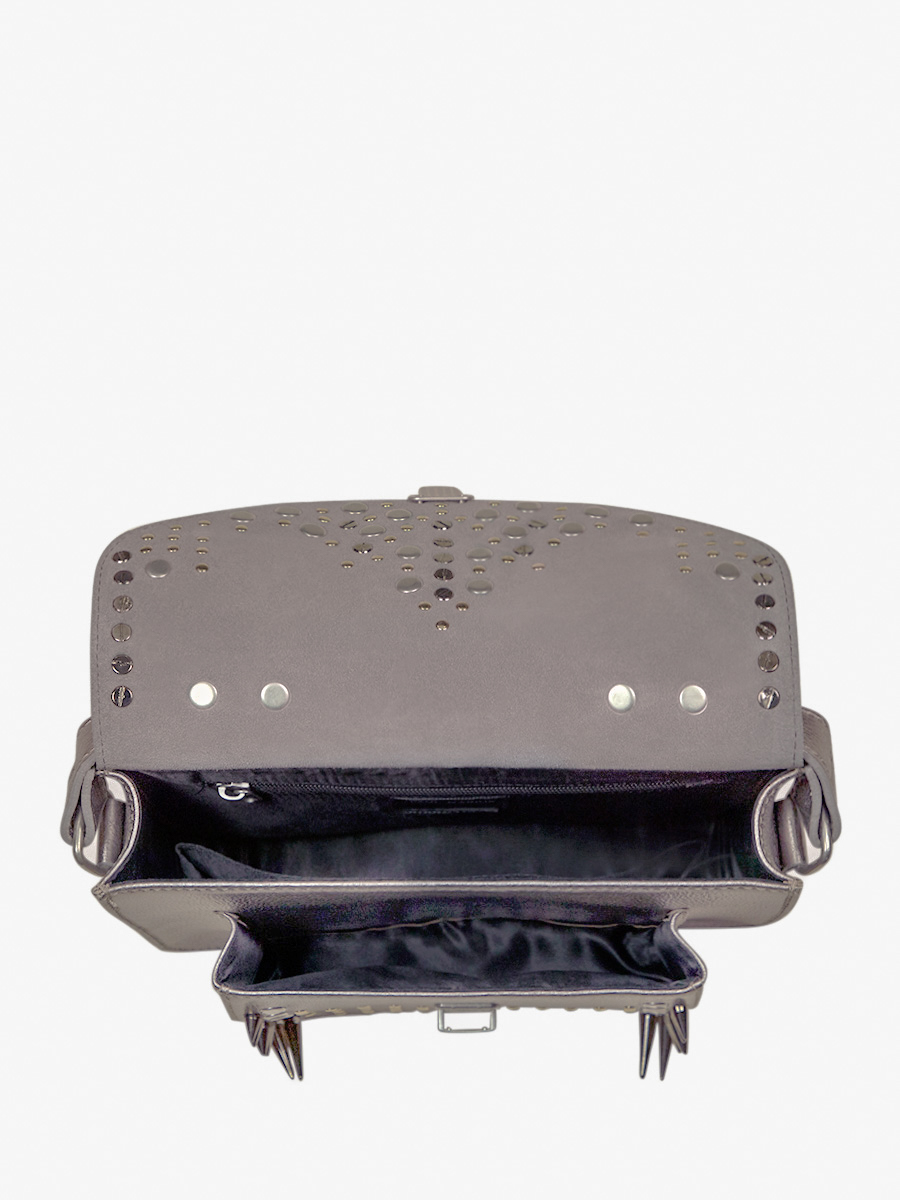foto-vista-interior-bolso-bandolera-cuero-plateado-mademoiselle-george-edición-negra-opus-paul-marius-w05-bed-op4-gm