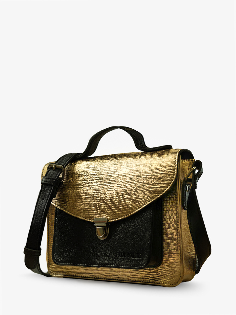 foto-vista-lateral-bolso-mano-cuero-dorado-negro-mademoiselle-george-or-noir-paul-marius-w05-l-g-b