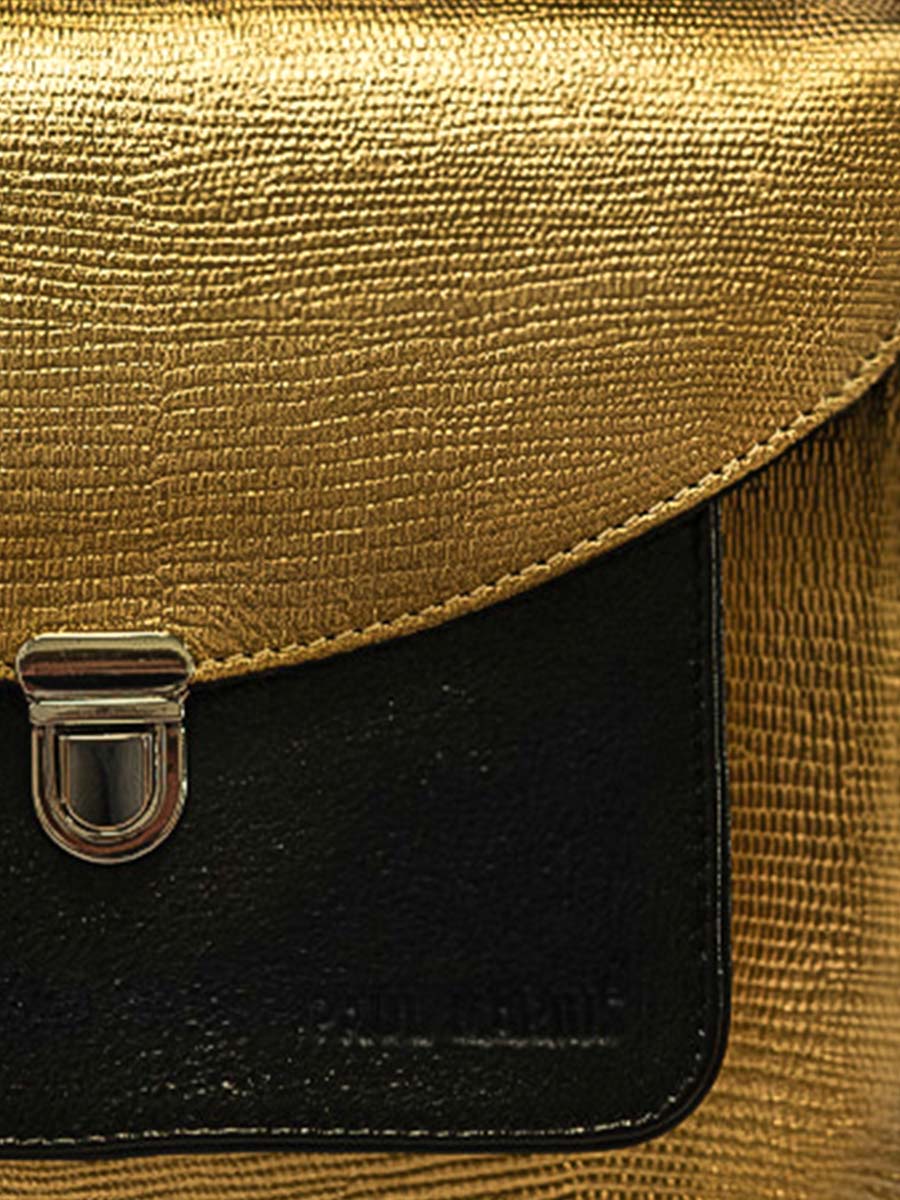 foto-en-primer-plano-material-bolso-de-mano-cuero-dorado-negro-mademoiselle-george-or-noir-paul-marius-w05-l-g-b