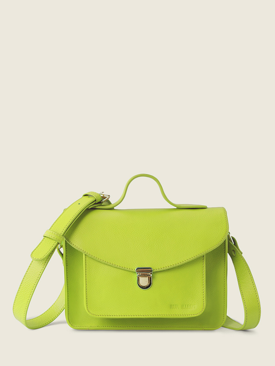 foto-vista-frontal-bolso-bandolera-cuero-verde-mademoiselle-george-sorbet-pomme-paul-marius-w05-sb-lgr