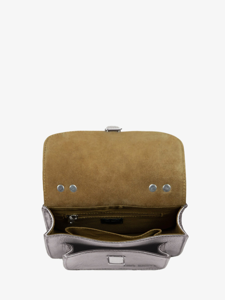 foto-vista-interior-bolso-mano-cuero-plateado-mademoiselle-george-xs-acero-paul-marius-w05xs-gm