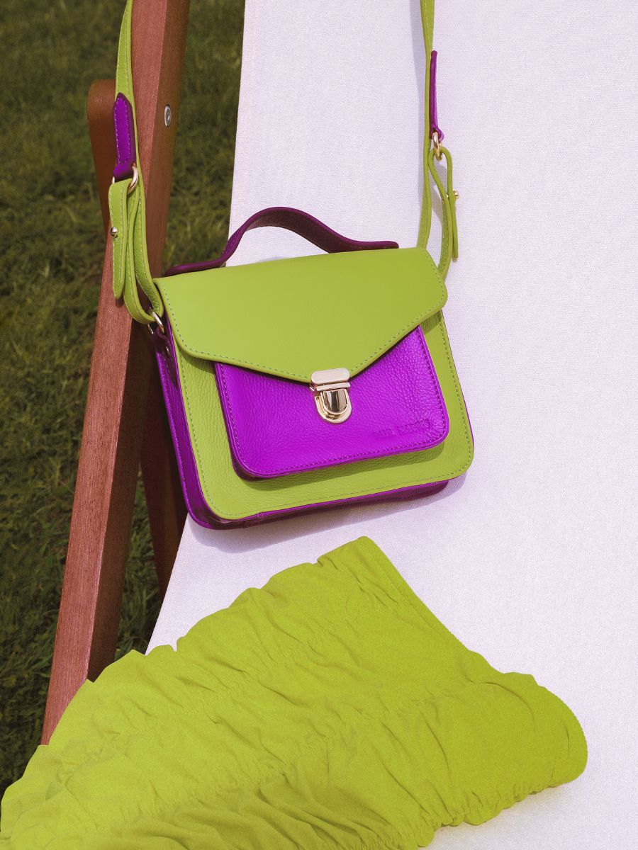 foto-vista-frontal-mini-bolso-bandolera-cuero-verde-violeta-mademoiselle-george-xs-sorbet-pomme-cassis-paul-marius-w05xs-sb-lgr-p
