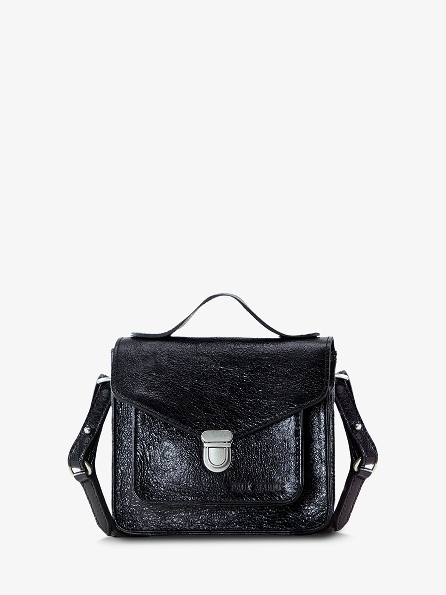 foto-vista-frontal-bolso-de-mano-cuero-negro-brillante-mademoiselle-george-xs-eclipse-paul-marius-w05xs-m-b