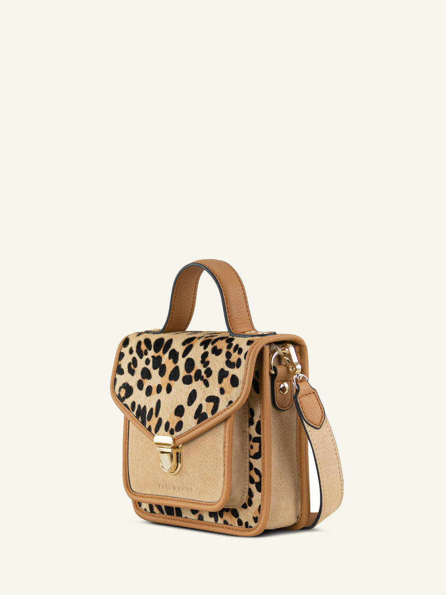 bolso-de-mano-de-cuero-Mademoiselle George XS-leopardo-beige-vista-lateral-W05xs-lp-bei