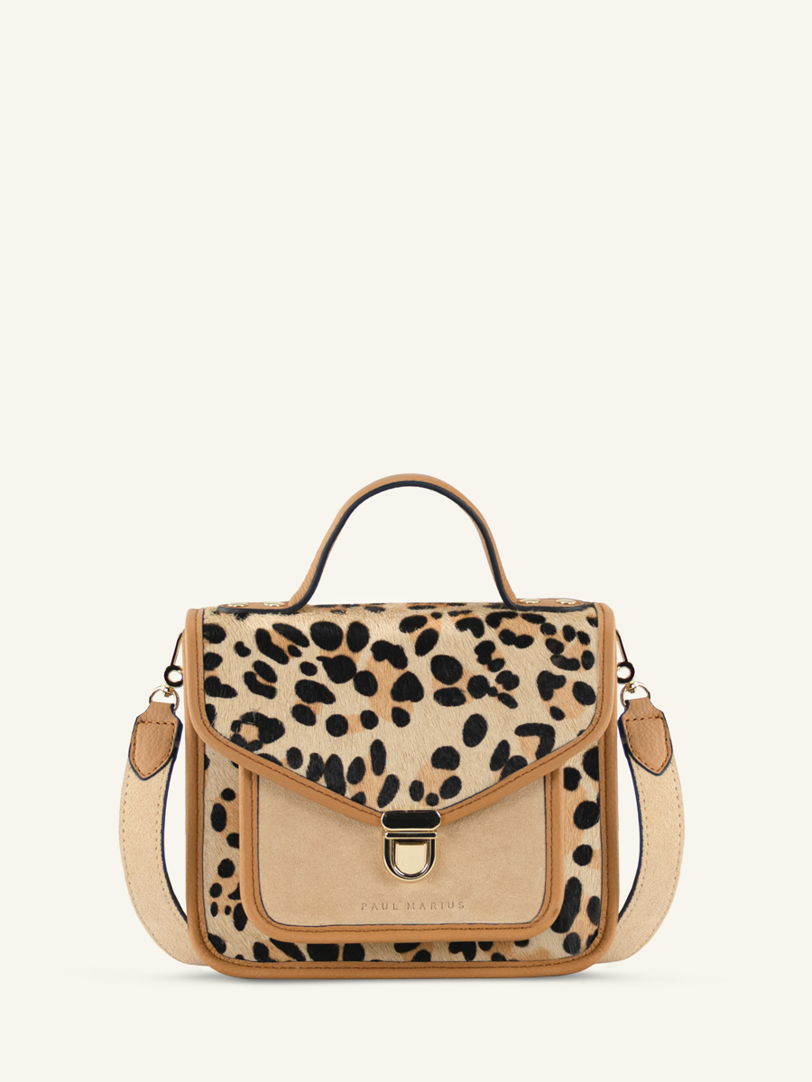 bolso-de-mano-de-cuero-Mademoiselle George XS-leopardo-beige-vista-frontal-w05xs-lp-bei