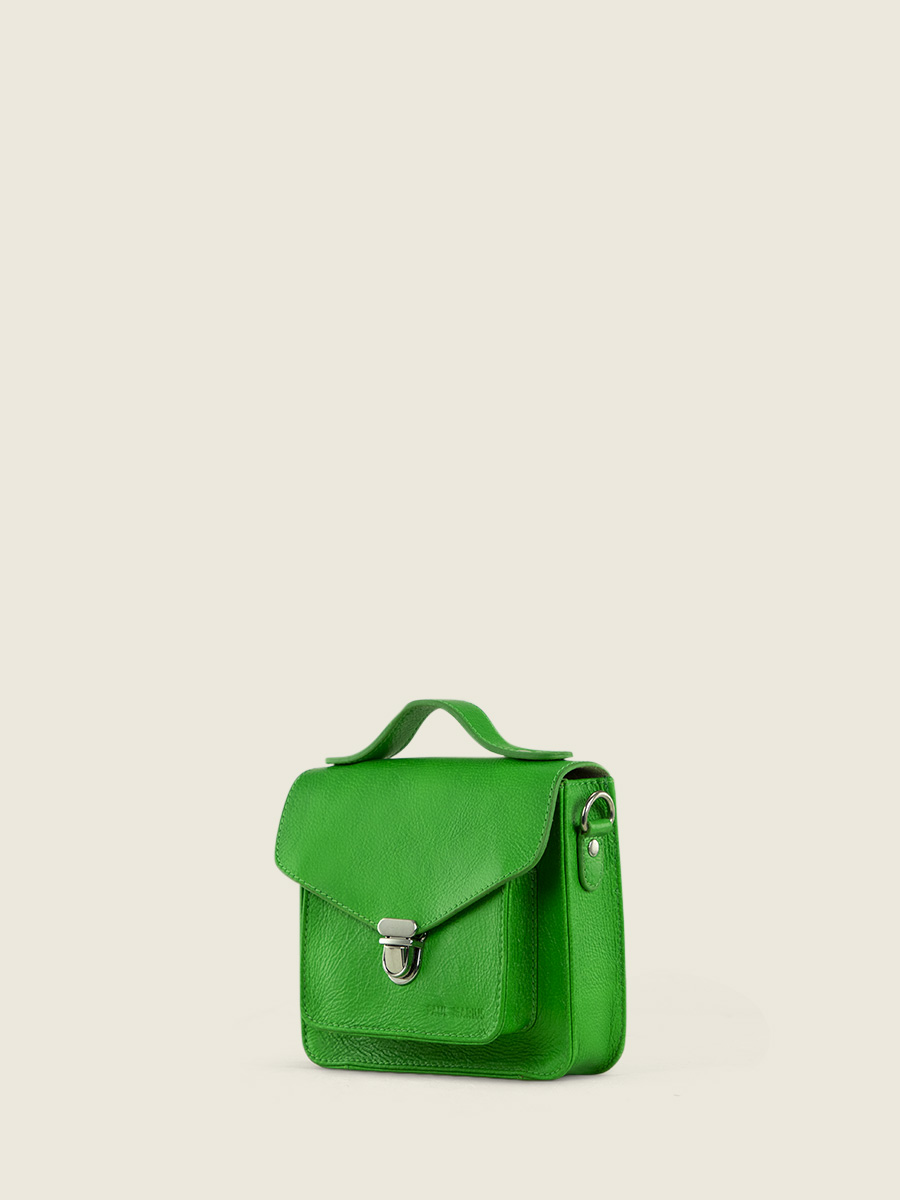 foto-vista-lateral-bolso-de-mano-cuero-verde-mademoiselle-george-xs-neon-paul-marius-w05xs-ne-gr