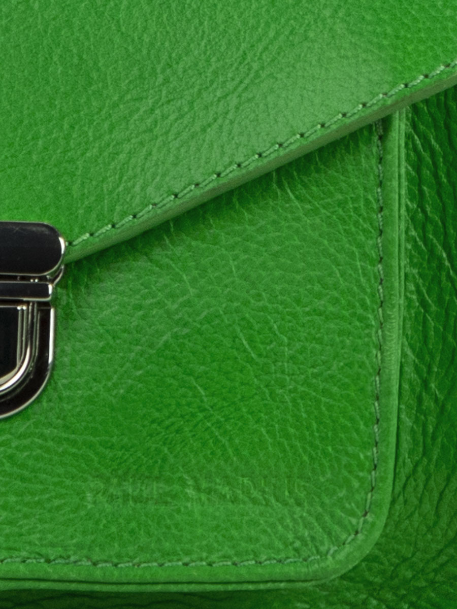 foto-vista-zoom-material-bolso-mano-cuero-verde-mademoiselle-george-xs-neon-paul-marius-w05xs-ne-gr
