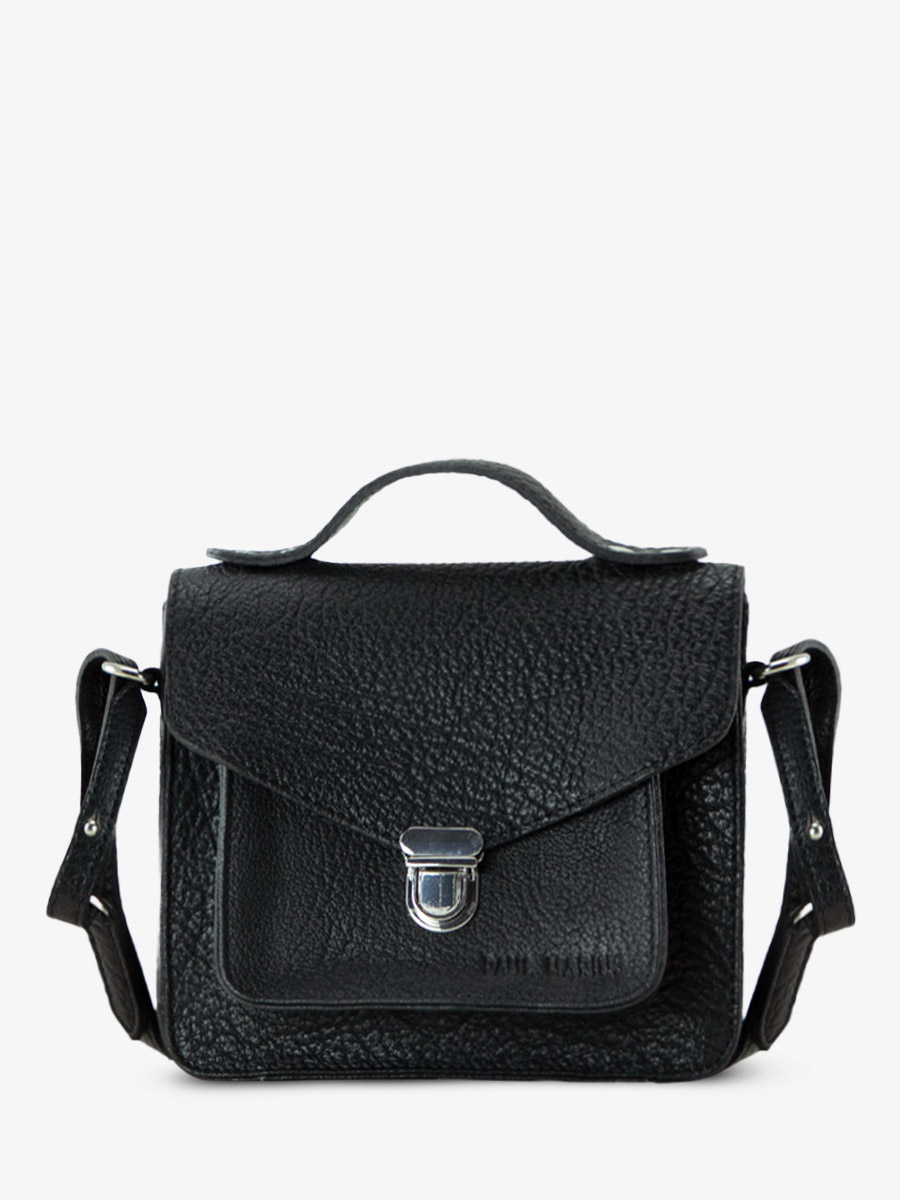 foto vista frontal bolso de mano de cuero negro mademoiselle george XS negro paul marius W05XS B