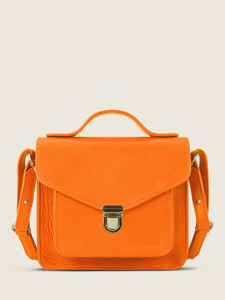 foto-vista-frontal-mini-bolso-bandolera-cuero-naranja-mademoiselle-george-xs-sorbet-mango-paul-marius-w05xs-sb-o