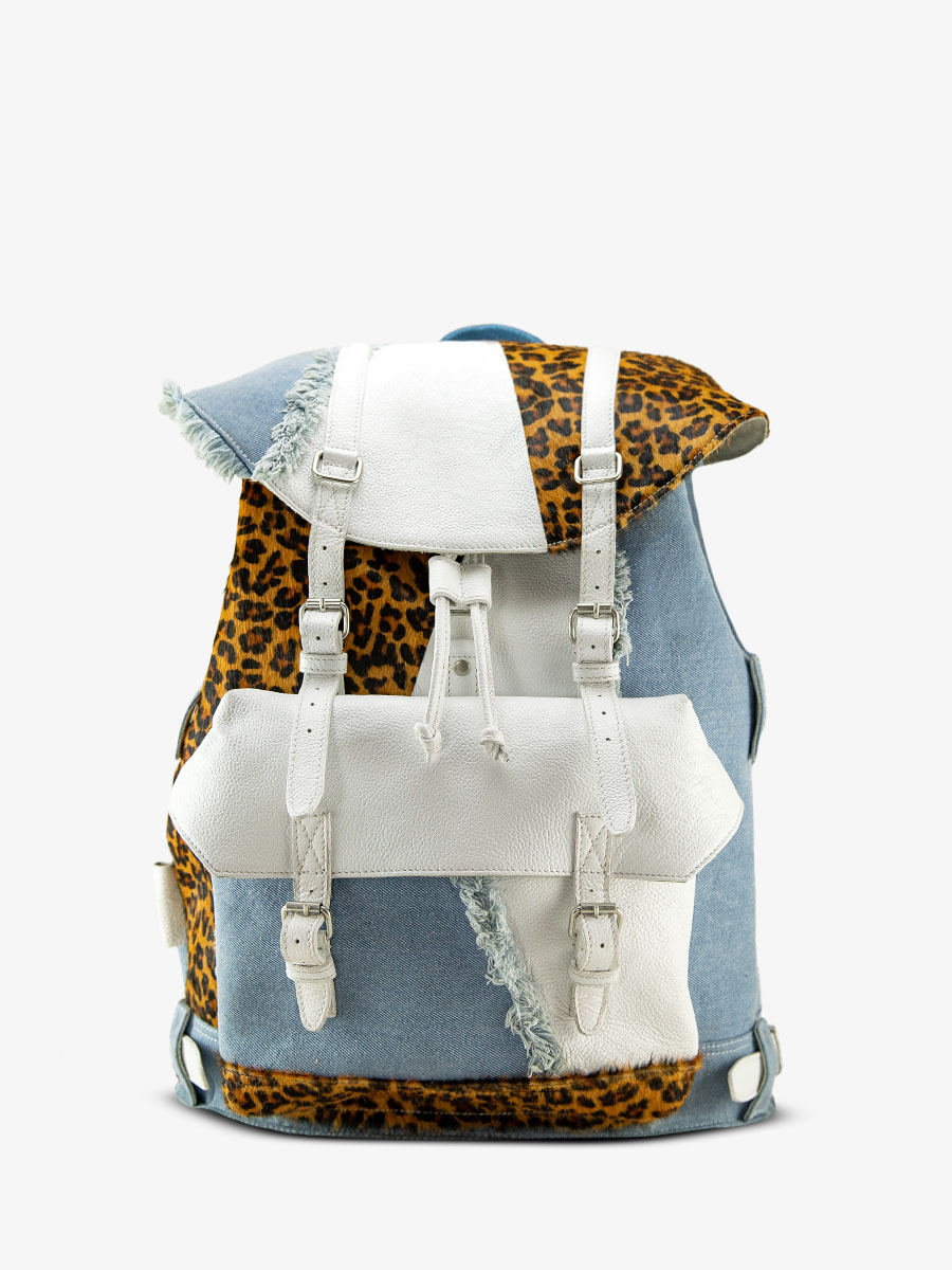 foto-vista-frontal-mochila-cuero-leopardo-blanco-monlegionnaire-chimere-denim-blanco-paul-marius-bbp-ch-w-denim