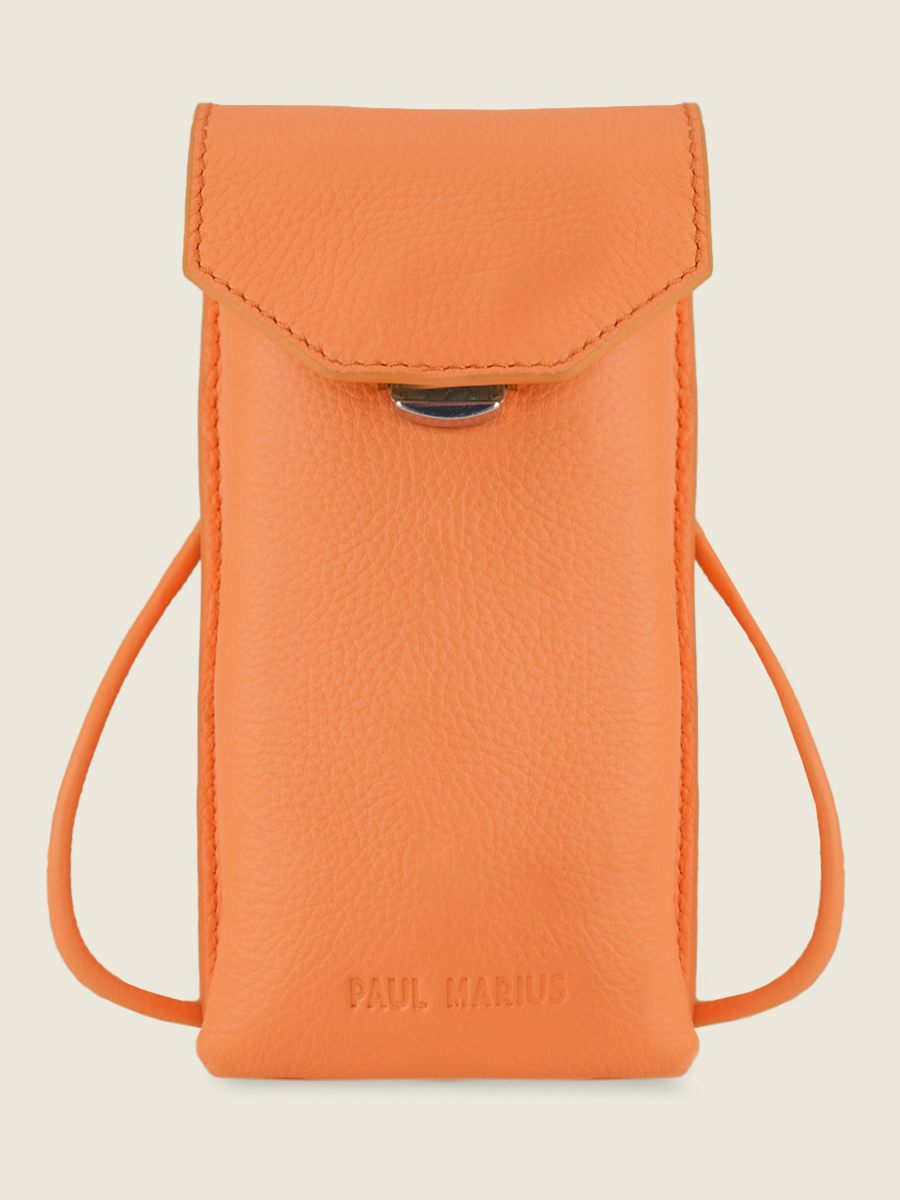 foto-vista-frontal-bolso-teléfono-cuero-naranja-eva-pastel-albaricoque-paul-marius-m71-pt-o