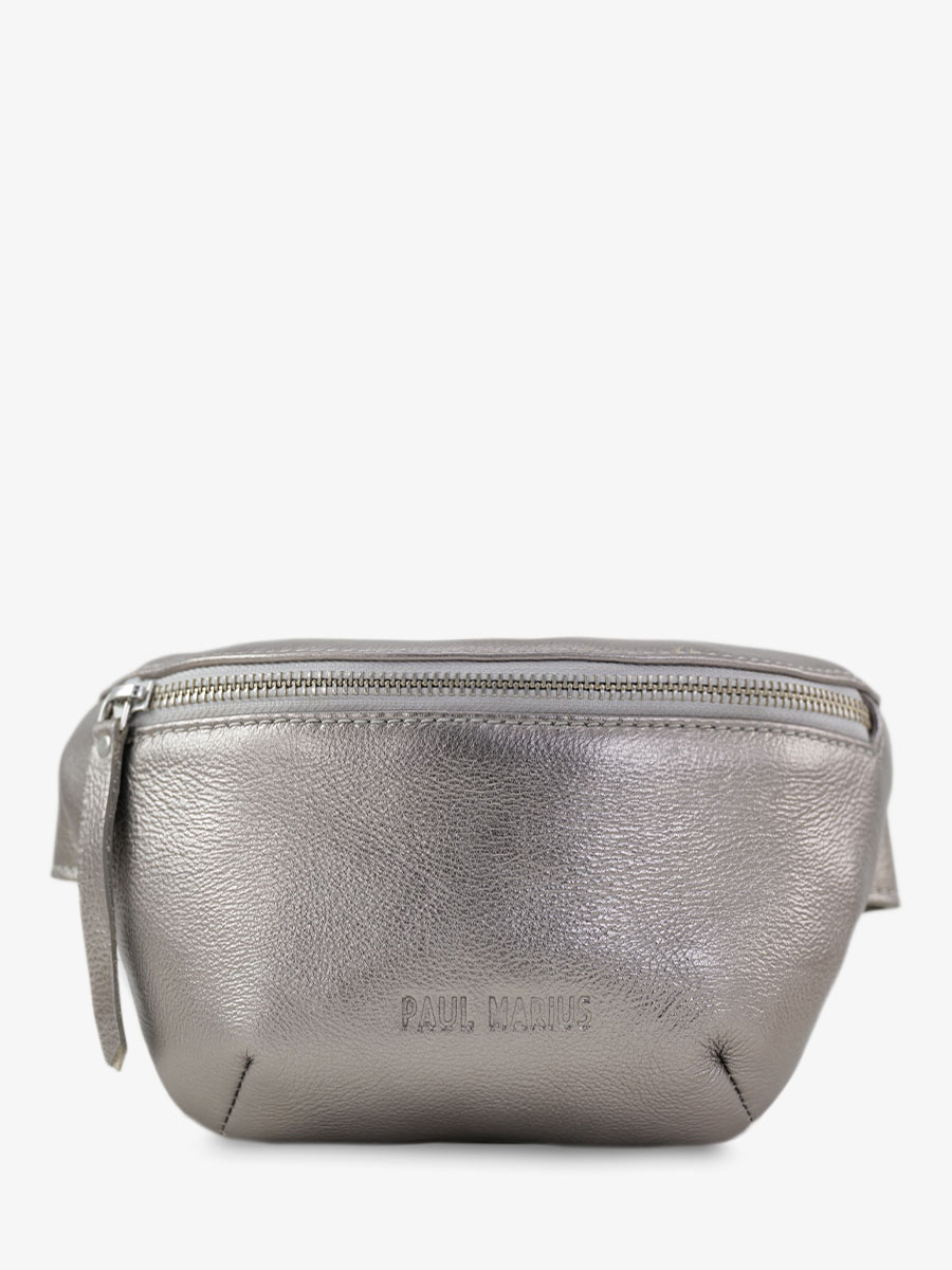 foto-vista-frontal-bolso-banana-cuero-plateado-mujer-labanane-xs-acero-paul-marius-m503xs-gm