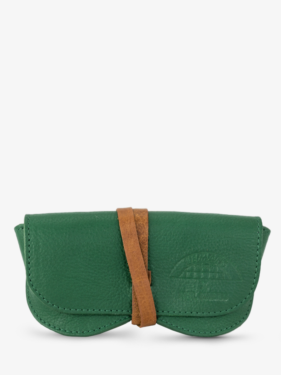 foto-vista-frontal-estuche-para-gafas-cuero-verde-estuche-para-gafas-le-mans-clásico-paul-marius-m49-lemans-dg