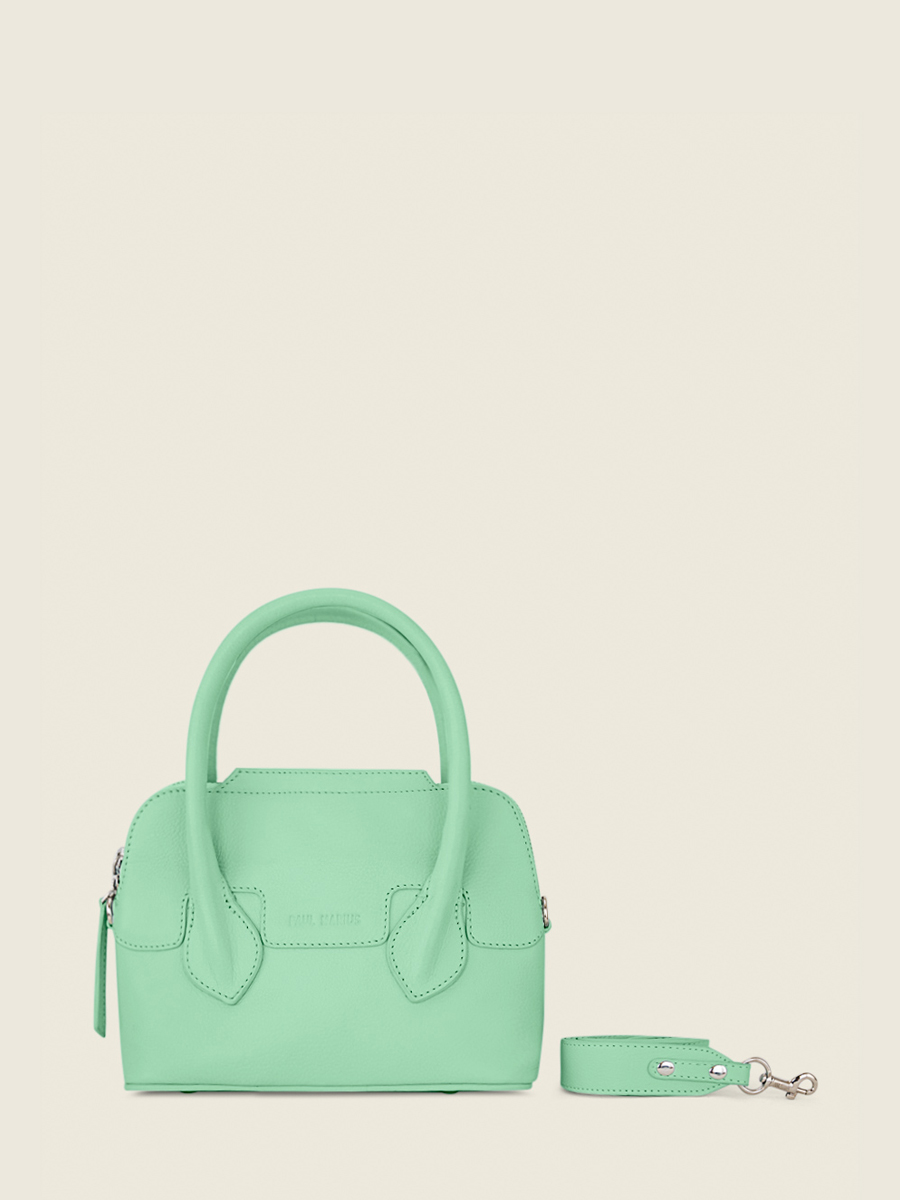 foto-vista-frontal-mini-bolso-de-mano-de-cuero-verde-gisele-xs-pastel-menta-paul-marius-w32xs-pt-gr