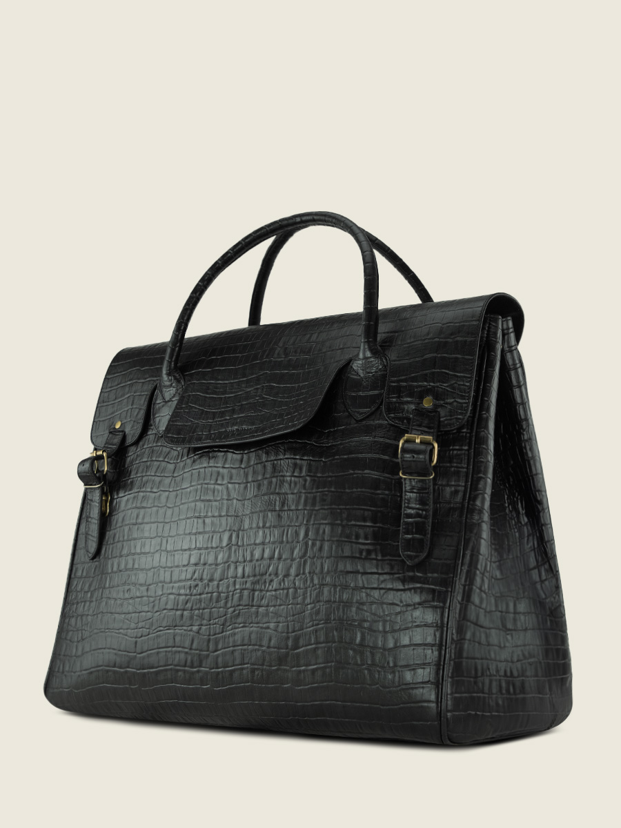 foto-vista-lateral-bolsa-de-viaje-grande-cuero-negro-rouen-delhi-heritage-negro-azabache-paul-marius-m105-cr-b