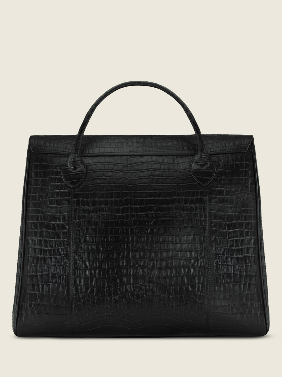 foto-vista-de-espalda-bolsa-de-viaje-grande-cuero-negro-rouen-delhi-heritage-negro-azabache-paul-marius-m105-cr-b