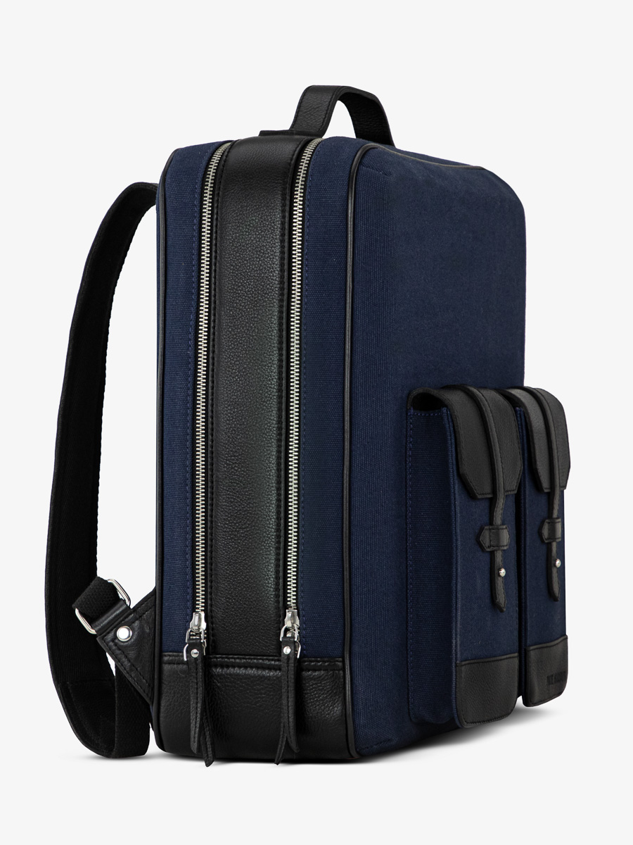 foto-vista-de-espalda-mochila-de-cuero-unisex-azul-negro-urbain-negro-lona-azul-marino-paul-marius-b08-obl-bluc