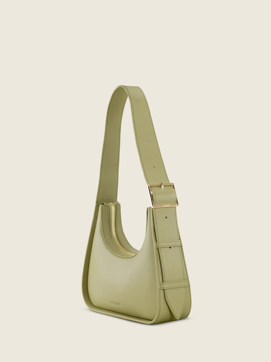 mini-bolso-baguette-cuero-verde-Victoire XS-almendra-vista-lateral-w54xs-al