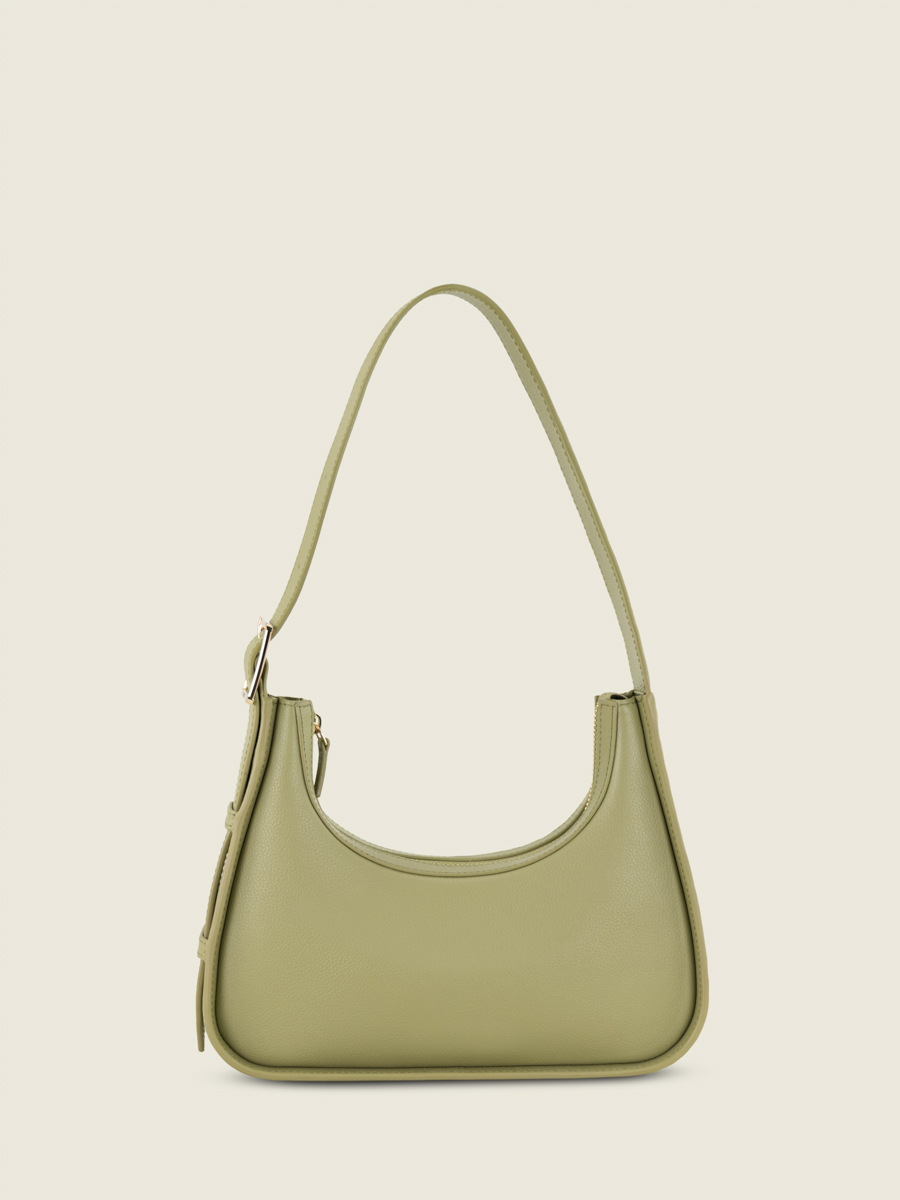 mini-bolso-baguette-cuero-verde-Victoire XS-almendra-vista-trasera-w54xs-al