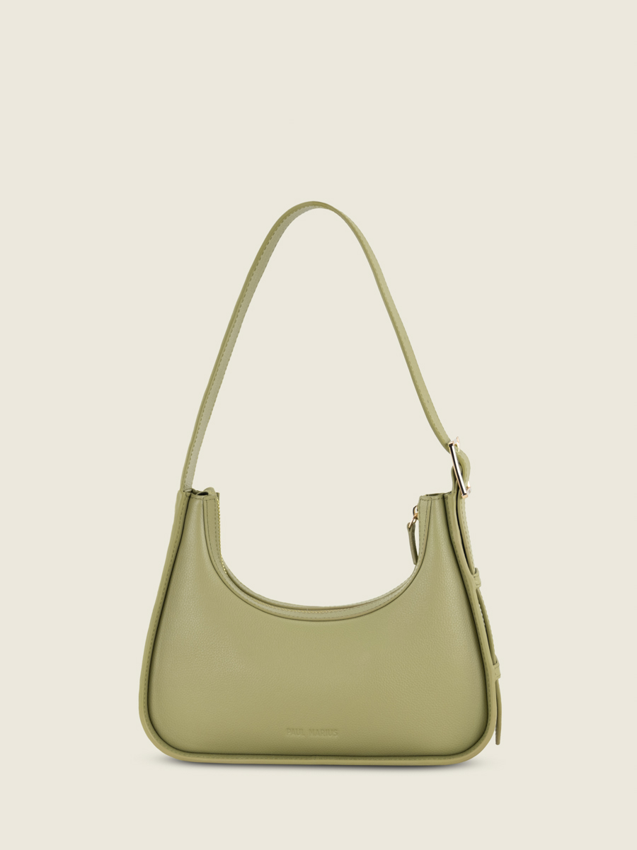 mini bolso baguette de cuero verde Victoire XS almendra vista frontal w54xs-al