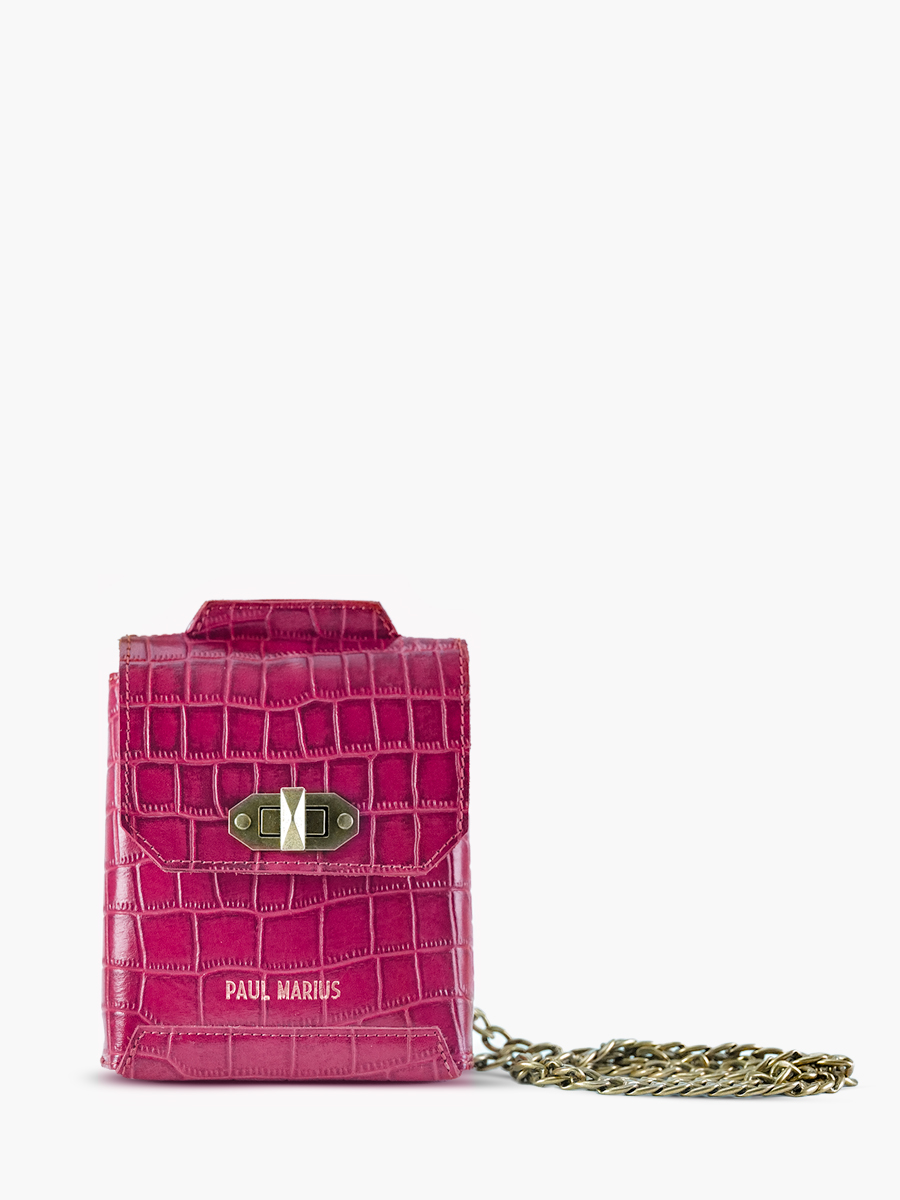 foto-vista-frontal-bolso-teléfono-cuero-mujer-agathe-alligator-rosa-paul-marius-m70-a-pi