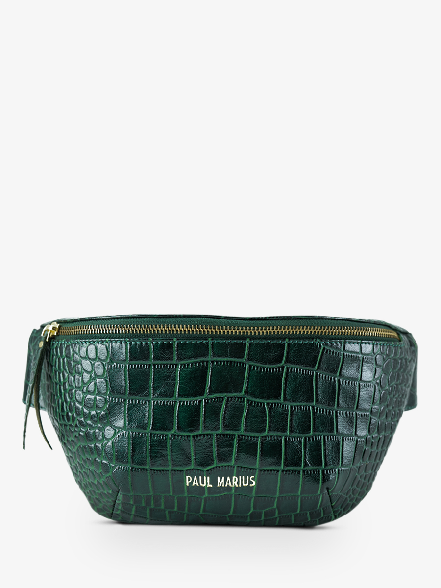 foto-vista-frontal-bolso-banana-cuero-mujer-labanane-alligator-verde-paul-marius-m503-a-dg