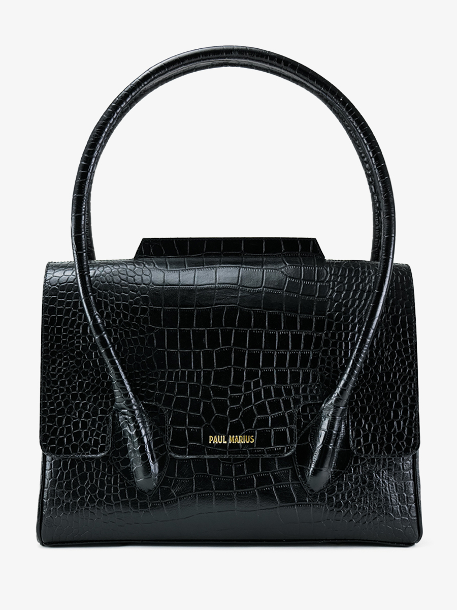 foto-vista-frontal-bolso-de-mano-de-cuero-para-mujer-colette-m-alligator-negro-paul-marius-w028m-a-b