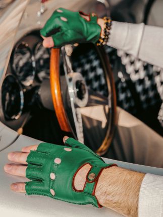 Mitones de piloto para hombre - Verde / Natural