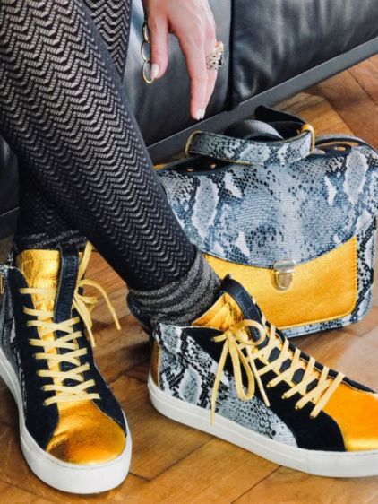 PM001 - Pitón Granito / Amarillo Metalizado