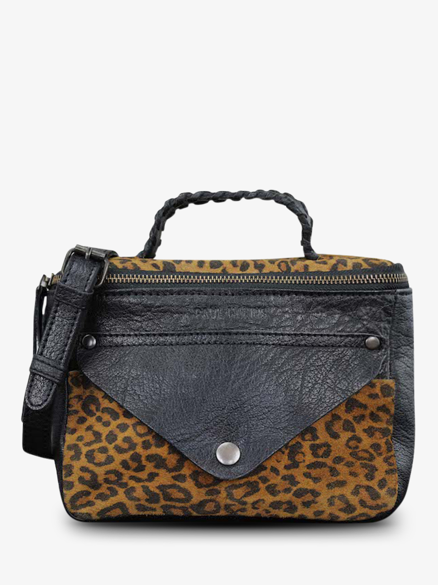 foto-vista-frontal-bolso-bandolera-cuero-mujer-negro-legavroche-reedition-leopard-noir-paul-marius-w26-lp-b
