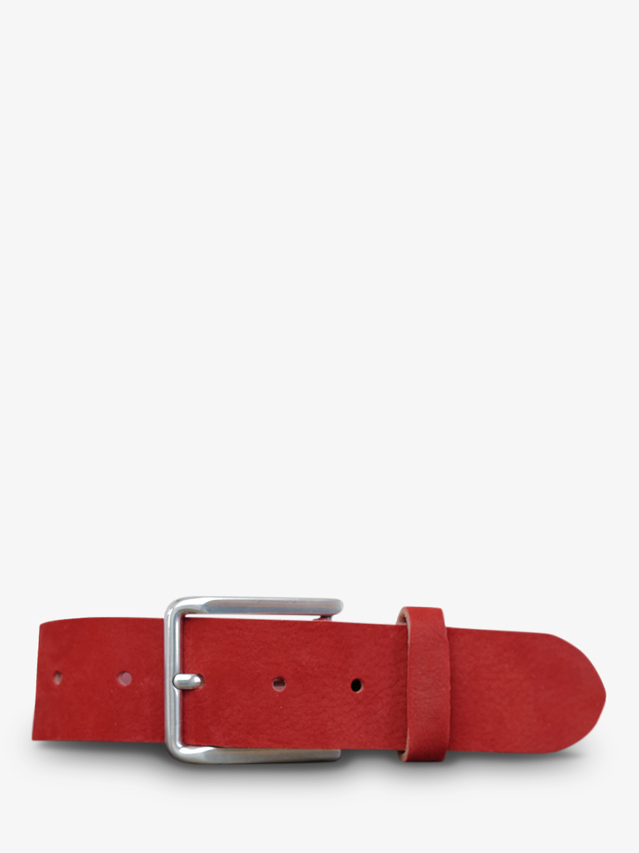 foto-vista-frontal-cinturón-de-cuero-para-hombre-y-mujer-rojo-laceinture-magnifique-nubuck-40mm-rojo-carmín-paul-marius-cdv-40-n-r