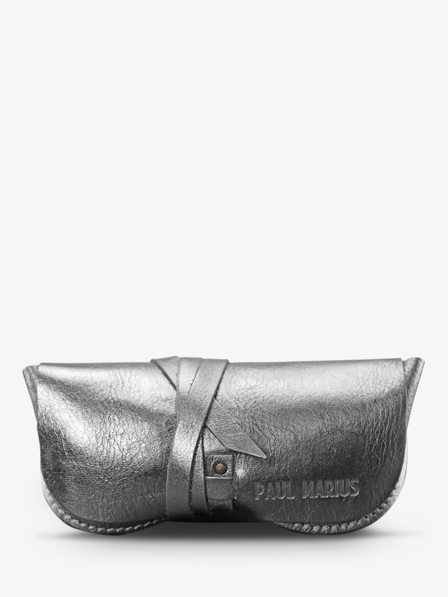 foto-vista-frontal-estuche-para-gafas-de-cuero-plateado-estuche-para-gafas-plateado-paul-marius-m49-s