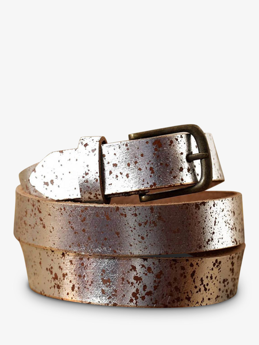 foto-vista-frontal-cinturón-de-cuero-para-hombre-y-mujer-plateado-con-hebilla-y-destellos-plateados-paul-marius-lb-95-sd