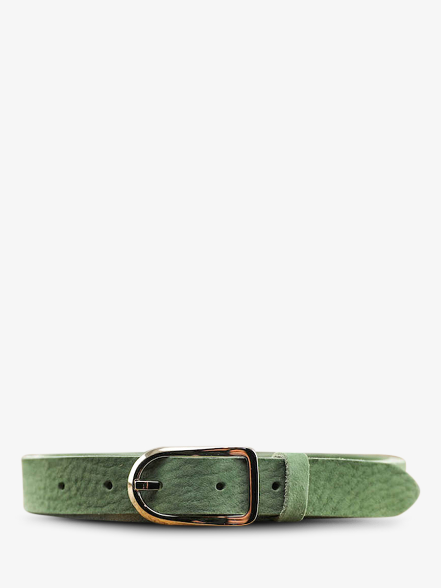 foto-vista-frontal-cinturón-de-cuero-para-hombre-y-mujer-verde-laceinture-magnifique-nubuck-25mm-verde-almendra-paul-marius-cdv-25-n-ga