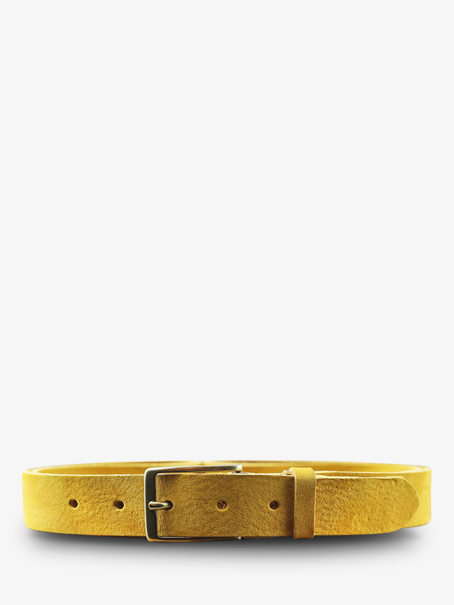 foto-vista-frontal-cinturón-de-cuero-para-hombre-y-mujer-amarillo-laceinture-magnifique-nubuck-30mm-safran-paul-marius-cdv-30-n-y