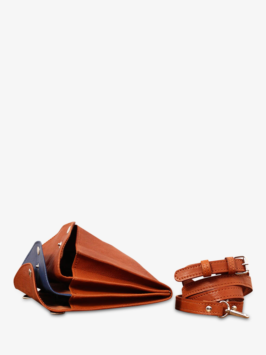 foto-vista-lateral-bolso-bandolera-cuero-mujer-marrón-azul-laminaudiere-natural-azul-paul-marius-m301-b-l