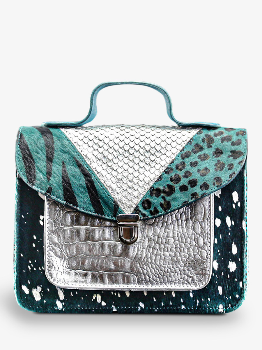 foto-vista-frontal-bolso-bandolera-cuero-mujer-azul-plateado-mademoiselle-george-chimere-azul-piscina-plateado-paul-marius-w05-ch-blu-s