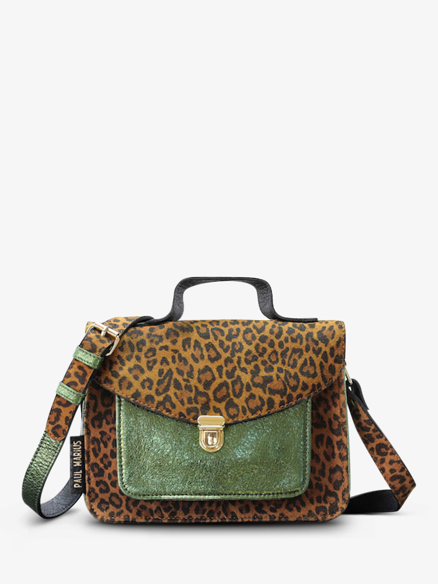 foto-vista-frontal-bolso-bandolera-cuero-mujer-marrón-verde-mademoiselle-george-leopardo-natural-caqui-metalizado-paul-marius-w05-lp-l-mcgr