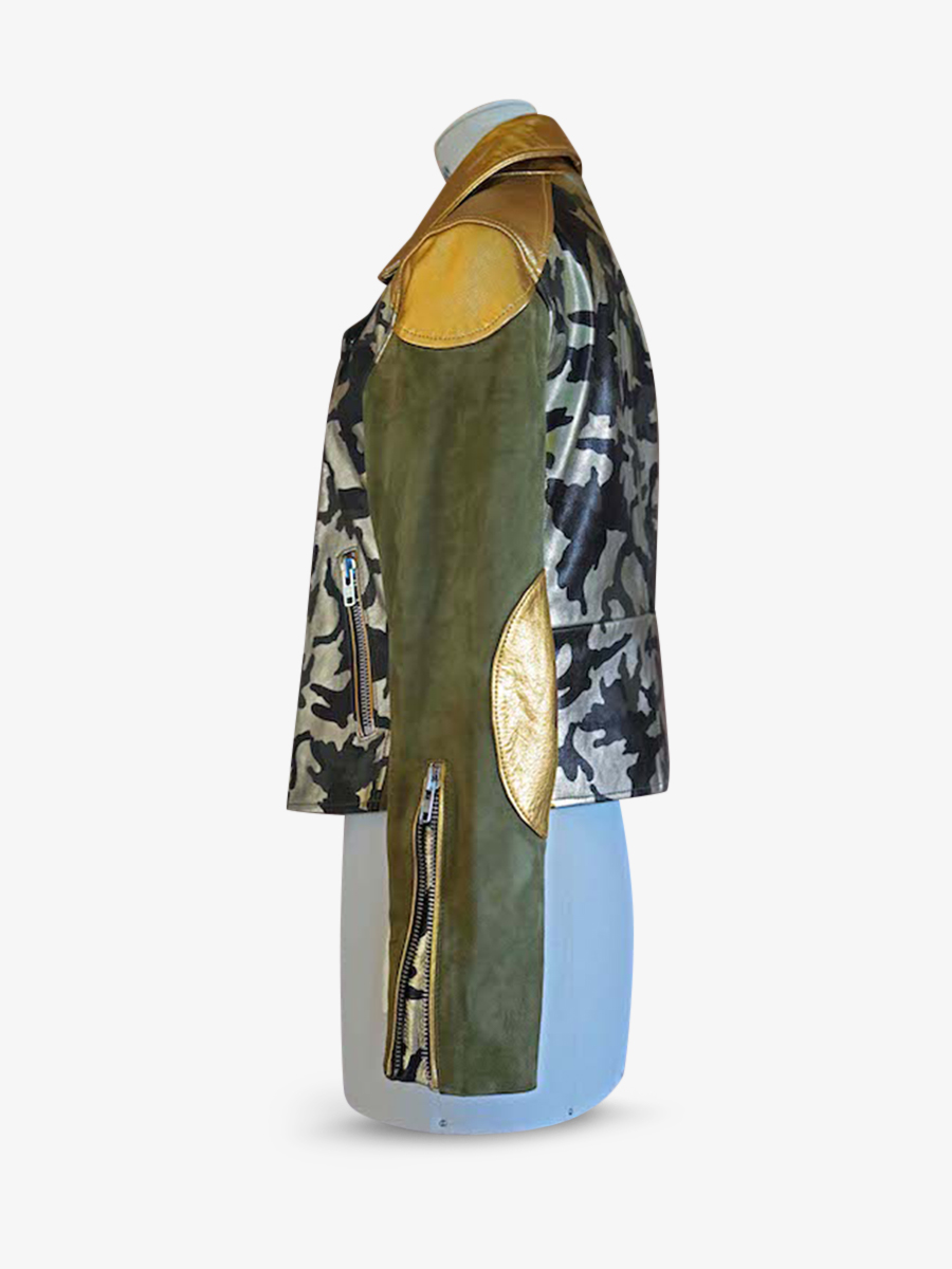 foto-vista-lateral-perfecto-cuero-mujer-marrón-verde-leperfecto-camuflaje-caqui-dorado-paul-marius-wpj-ca-k-g-s36
