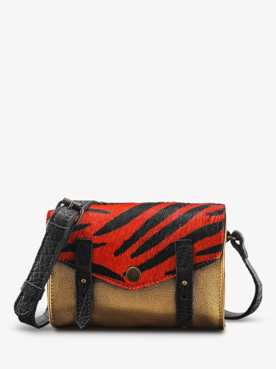 foto-vista-frontal-bolso-bandolera-cuero-mujer-naranja-dorado-el-mini-indispensable-zebra-naranja-dorado-paul-marius-w08s-z-o-g
