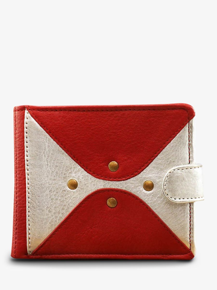 foto-vista-frontal-cartera-cuero-mujer-rojo-plateado-leportefeuille-louise-rouge-argente-paul-marius-m30-r-s